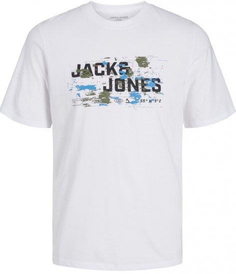 Jack & Jones JCOOUTDOOR LOGO T-Shirt White - Μακό μπλουζάκια - Aνδρικά μπλουζεσ μεγάλα μεγέθη