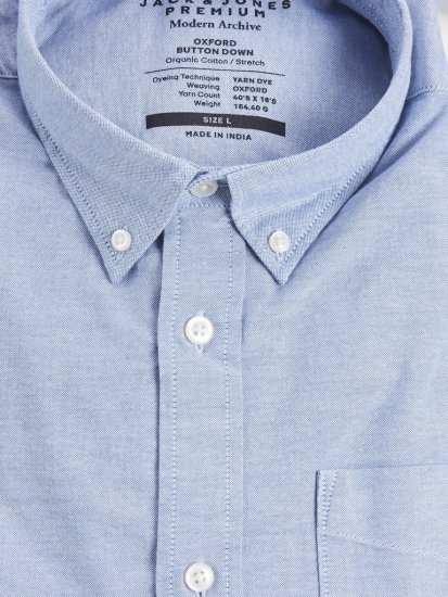 Jack & Jones Brook Oxford Long Sleeve Shirt Cashmere Blue - Πουκάμισα - Aνδρικά πουκαμισα μεγαλα μεγάλα μεγέθη