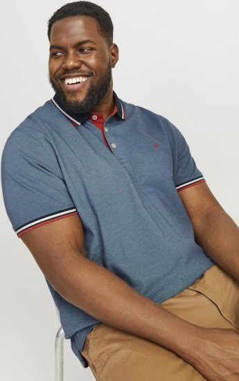 Jack & Jones PAULOS Short Sleeve Polo Denim Blue/PS - Πόλο μπλουζάκια - Aνδρικά μπλουζακια πολο μεγάλα μεγέθη