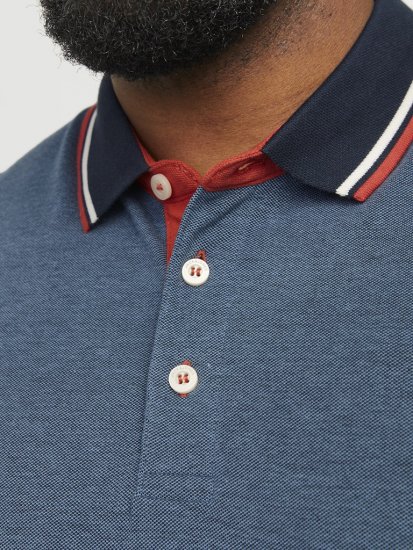 Jack & Jones PAULOS Short Sleeve Polo Denim Blue/PS - Πόλο μπλουζάκια - Aνδρικά μπλουζακια πολο μεγάλα μεγέθη