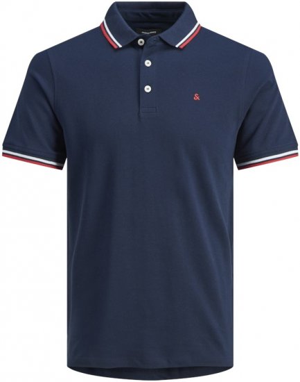 Jack & Jones PAULOS Short Sleeve Polo Navy Blazer - Πόλο μπλουζάκια - Aνδρικά μπλουζακια πολο μεγάλα μεγέθη