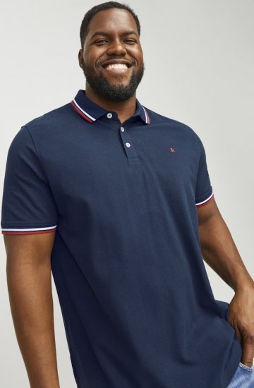 Jack & Jones PAULOS Short Sleeve Polo Navy Blazer - Πόλο μπλουζάκια - Aνδρικά μπλουζακια πολο μεγάλα μεγέθη