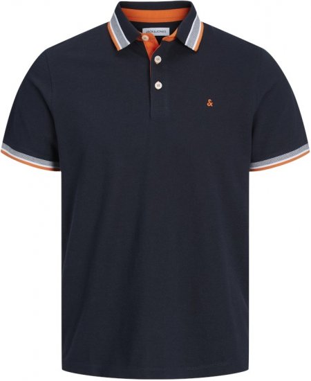 Jack & Jones PAULOS Short Sleeve Polo Black Navy/NEON - Πόλο μπλουζάκια - Aνδρικά μπλουζακια πολο μεγάλα μεγέθη