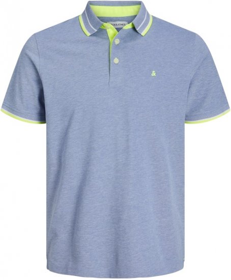 Jack & Jones PAULOS Short Sleeve Polo Light Blue/NEON - Πόλο μπλουζάκια - Aνδρικά μπλουζακια πολο μεγάλα μεγέθη