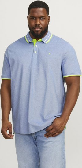 Jack & Jones PAULOS Short Sleeve Polo Light Blue/NEON - Πόλο μπλουζάκια - Aνδρικά μπλουζακια πολο μεγάλα μεγέθη