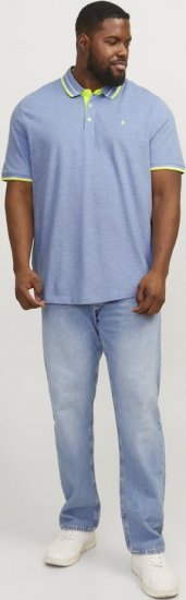Jack & Jones PAULOS Short Sleeve Polo Light Blue/NEON - Πόλο μπλουζάκια - Aνδρικά μπλουζακια πολο μεγάλα μεγέθη