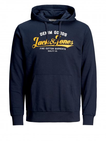 Jack & Jones Elogo Sweat Hood Navy Blazer - φούτερ/Φούτερ με κουκούλα - φούτερ/Φούτερ με κουκούλα ανδρικά μεγάλα μεγέθη 