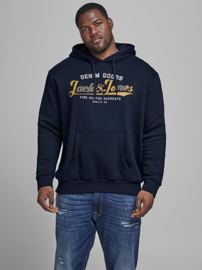 Jack & Jones Elogo Sweat Hood Navy Blazer - φούτερ/Φούτερ με κουκούλα - φούτερ/Φούτερ με κουκούλα ανδρικά μεγάλα μεγέθη 