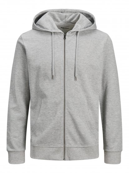 Jack & Jones Basic Sweat Zip Hood Light Grey Melange - φούτερ/Φούτερ με κουκούλα - φούτερ/Φούτερ με κουκούλα ανδρικά μεγάλα μεγέθη 