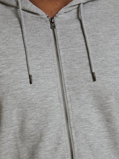 Jack & Jones Basic Sweat Zip Hood Light Grey Melange - φούτερ/Φούτερ με κουκούλα - φούτερ/Φούτερ με κουκούλα ανδρικά μεγάλα μεγέθη 