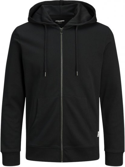Jack & Jones Basic Sweat Zip Hood Black - φούτερ/Φούτερ με κουκούλα - φούτερ/Φούτερ με κουκούλα ανδρικά μεγάλα μεγέθη 