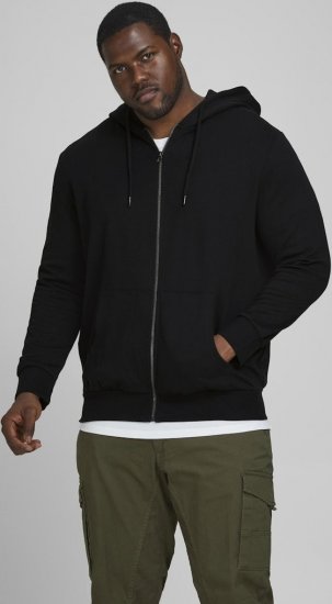Jack & Jones Basic Sweat Zip Hood Black - φούτερ/Φούτερ με κουκούλα - φούτερ/Φούτερ με κουκούλα ανδρικά μεγάλα μεγέθη 