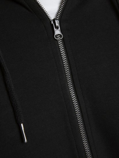 Jack & Jones Basic Sweat Zip Hood Black - φούτερ/Φούτερ με κουκούλα - φούτερ/Φούτερ με κουκούλα ανδρικά μεγάλα μεγέθη 