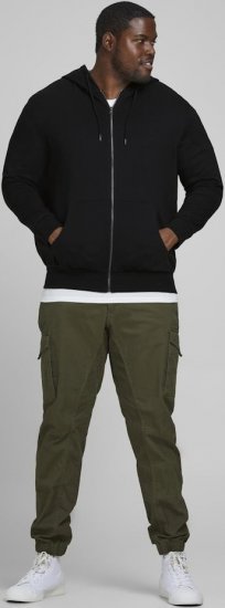 Jack & Jones Basic Sweat Zip Hood Black - φούτερ/Φούτερ με κουκούλα - φούτερ/Φούτερ με κουκούλα ανδρικά μεγάλα μεγέθη 