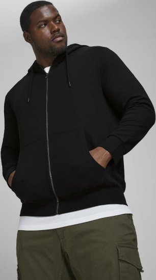 Jack & Jones Basic Sweat Zip Hood Black - φούτερ/Φούτερ με κουκούλα - φούτερ/Φούτερ με κουκούλα ανδρικά μεγάλα μεγέθη 