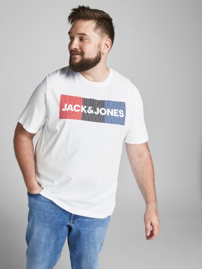 Jack & Jones JJECORP Logo Play T-Shirt White - Μακό μπλουζάκια - Aνδρικά μπλουζεσ μεγάλα μεγέθη