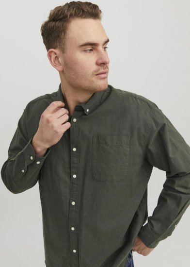 Jack & Jones OXFORD LS Shirt Green - Πουκάμισα - Aνδρικά πουκαμισα μεγαλα μεγάλα μεγέθη