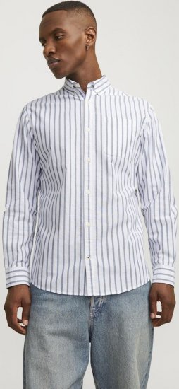Jack & Jones OXFORD LS Shirt Striped Ensign Blue - Πουκάμισα - Aνδρικά πουκαμισα μεγαλα μεγάλα μεγέθη