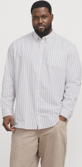 Jack & Jones OXFORD LS Shirt Striped White - Πουκάμισα - Aνδρικά πουκαμισα μεγαλα μεγάλα μεγέθη
