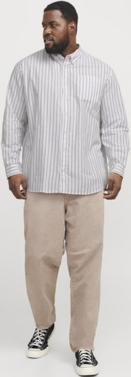 Jack & Jones OXFORD LS Shirt Striped White - Πουκάμισα - Aνδρικά πουκαμισα μεγαλα μεγάλα μεγέθη