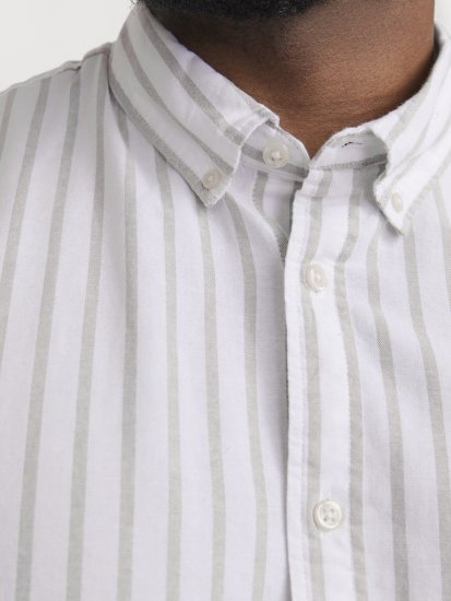 Jack & Jones OXFORD LS Shirt Striped White - Πουκάμισα - Aνδρικά πουκαμισα μεγαλα μεγάλα μεγέθη