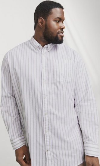 Jack & Jones OXFORD LS Shirt Striped White - Πουκάμισα - Aνδρικά πουκαμισα μεγαλα μεγάλα μεγέθη