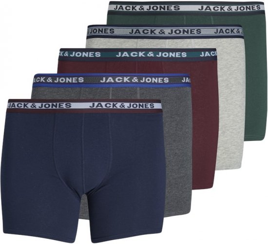 Jack & Jones OLIVER Trunks 5-Pack Dark Grey Melange - Εσώρουχα/Μαγιό - Aνδρικά Εσώρουχα μεγάλα μεγέθη