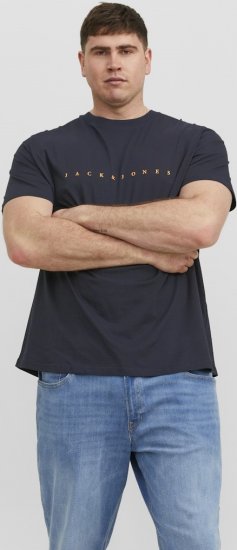 Jack & Jones STAR T-Shirt Dark Navy - Μακό μπλουζάκια - Aνδρικά μπλουζεσ μεγάλα μεγέθη