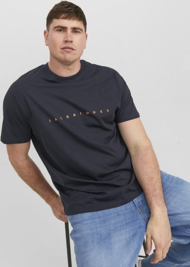 Jack & Jones STAR T-Shirt Dark Navy - Μακό μπλουζάκια - Aνδρικά μπλουζεσ μεγάλα μεγέθη