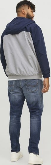 Jack & Jones RUSH White/Grey Blocking Bomber Jacket with Hood Navy Blazer - Μπουφάν - Aνδρικά μπουφαν μεγάλα μεγέθη
