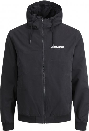 Jack & Jones RUSH SOLID Bomber Jacket with Hood Black - Μπουφάν - Aνδρικά μπουφαν μεγάλα μεγέθη