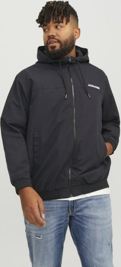 Jack & Jones RUSH SOLID Bomber Jacket with Hood Black - Μπουφάν - Aνδρικά μπουφαν μεγάλα μεγέθη