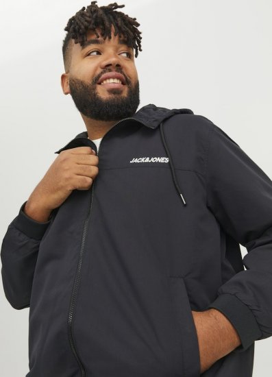 Jack & Jones RUSH SOLID Bomber Jacket with Hood Black - Μπουφάν - Aνδρικά μπουφαν μεγάλα μεγέθη