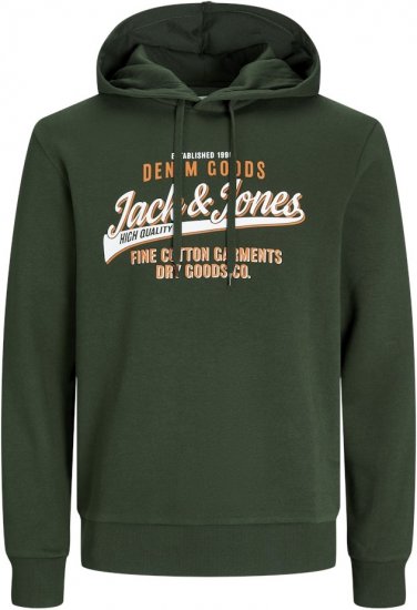 Jack & Jones 2 COL LOGO Hoodie Kombu Green - φούτερ/Φούτερ με κουκούλα - φούτερ/Φούτερ με κουκούλα ανδρικά μεγάλα μεγέθη 