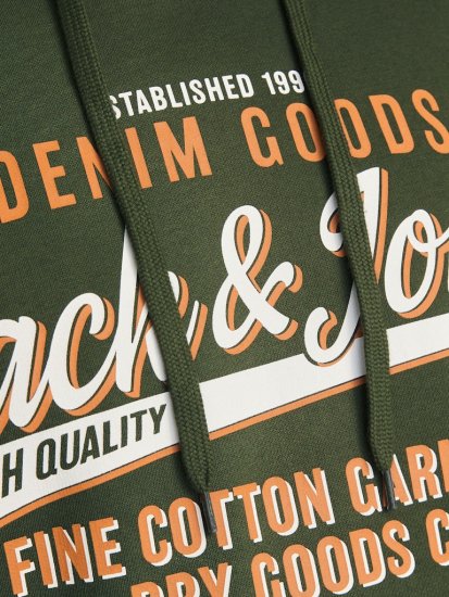Jack & Jones 2 COL LOGO Hoodie Kombu Green - φούτερ/Φούτερ με κουκούλα - φούτερ/Φούτερ με κουκούλα ανδρικά μεγάλα μεγέθη 