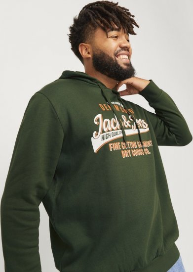 Jack & Jones 2 COL LOGO Hoodie Kombu Green - φούτερ/Φούτερ με κουκούλα - φούτερ/Φούτερ με κουκούλα ανδρικά μεγάλα μεγέθη 