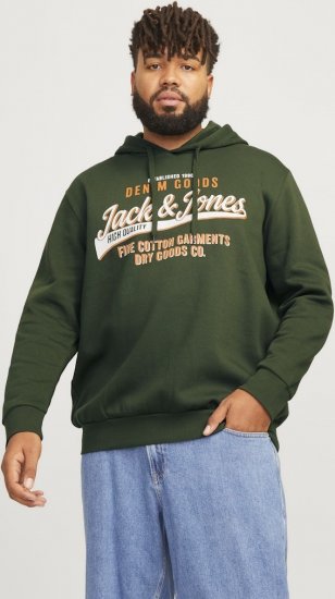 Jack & Jones 2 COL LOGO Hoodie Kombu Green - φούτερ/Φούτερ με κουκούλα - φούτερ/Φούτερ με κουκούλα ανδρικά μεγάλα μεγέθη 