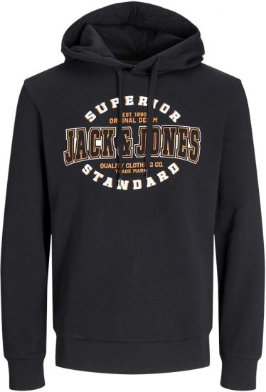 Jack & Jones 2 COL LOGO Hoodie Black - φούτερ/Φούτερ με κουκούλα - φούτερ/Φούτερ με κουκούλα ανδρικά μεγάλα μεγέθη 