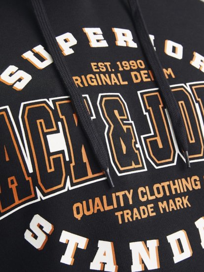 Jack & Jones 2 COL LOGO Hoodie Black - φούτερ/Φούτερ με κουκούλα - φούτερ/Φούτερ με κουκούλα ανδρικά μεγάλα μεγέθη 