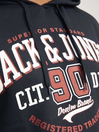 Jack & Jones 2 COL LOGO Hoodie Dark Navy - φούτερ/Φούτερ με κουκούλα - φούτερ/Φούτερ με κουκούλα ανδρικά μεγάλα μεγέθη 