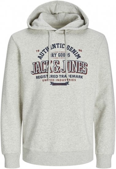 Jack & Jones 2 COL LOGO Hoodie White Melange - φούτερ/Φούτερ με κουκούλα - φούτερ/Φούτερ με κουκούλα ανδρικά μεγάλα μεγέθη 