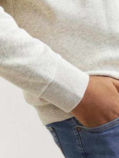 Jack & Jones 2 COL LOGO Hoodie White Melange - φούτερ/Φούτερ με κουκούλα - φούτερ/Φούτερ με κουκούλα ανδρικά μεγάλα μεγέθη 