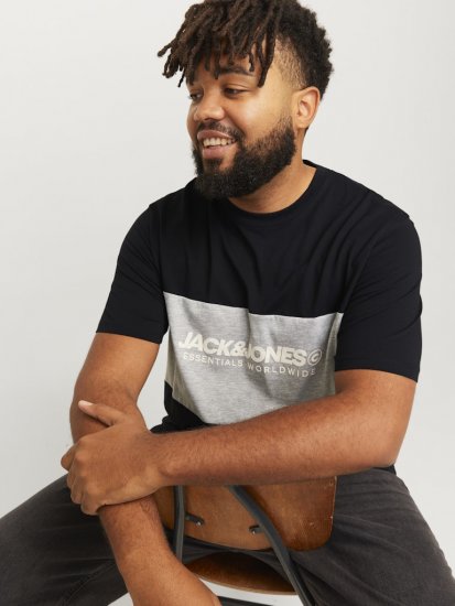 Jack & Jones LEGACY BLOCKING T-Shirt Black - Μακό μπλουζάκια - Aνδρικά μπλουζεσ μεγάλα μεγέθη