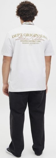 Jack & Jones Lington Crew Neck T-Shirt Bright White - Μακό μπλουζάκια - Aνδρικά μπλουζεσ μεγάλα μεγέθη