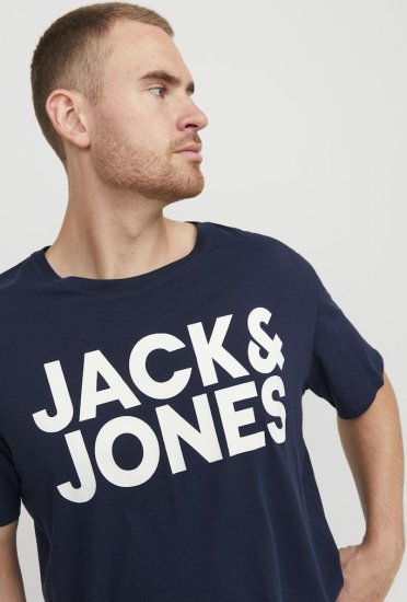 Jack & Jones CORP Logo T-Shirt Navy Blazer - Μακό μπλουζάκια - Aνδρικά μπλουζεσ μεγάλα μεγέθη
