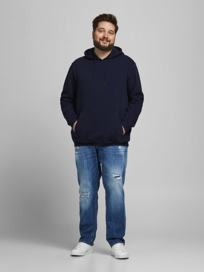 Jack & Jones JORBRINK Hoodie Navy - φούτερ/Φούτερ με κουκούλα - φούτερ/Φούτερ με κουκούλα ανδρικά μεγάλα μεγέθη 