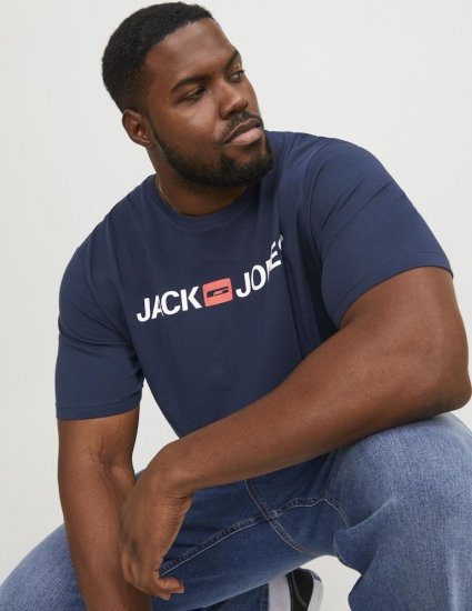 Jack & Jones Corp Logo Crew Neck T-Shirt Navy Blazer - Μακό μπλουζάκια - Aνδρικά μπλουζεσ μεγάλα μεγέθη