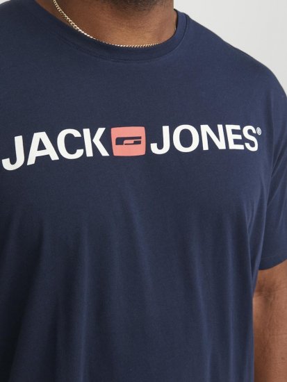Jack & Jones Corp Logo Crew Neck T-Shirt Navy Blazer - Μακό μπλουζάκια - Aνδρικά μπλουζεσ μεγάλα μεγέθη