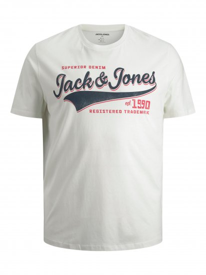 Jack & Jones JJELOGO TEE White - Μακό μπλουζάκια - Aνδρικά μπλουζεσ μεγάλα μεγέθη