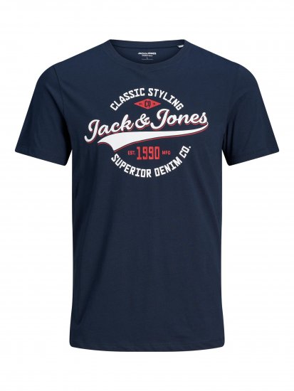 Jack & Jones JJELOGO TEE Navy - Μακό μπλουζάκια - Aνδρικά μπλουζεσ μεγάλα μεγέθη